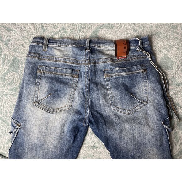 COTE DE NUITS MENS 38X34 Jeans DISTRESSED Zipper Detail Streetwear - Picture 5 of 6